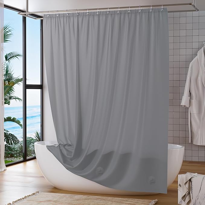 Titanker Plastic Shower Curtain Liner, 72x72 Grey Shower Liner Lightweight PEVA Shower Curtains for Bathroom, Waterproof Shower Liner with Magnets and Rustproof Grommet Holes