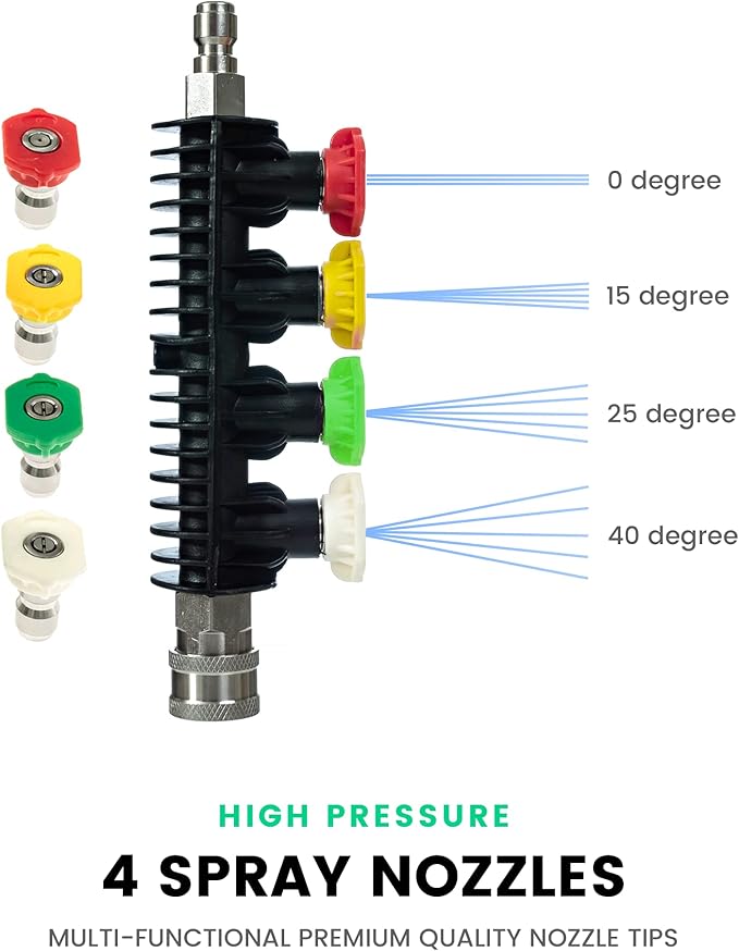 Gold Label Detailing Mini Grip Quick Connect Stainless Steel Lance with Nozzle Holder and 4 Pressure Washer Nozzles - Great for Car Washing, Patio Cleaning, Exterior Washing!