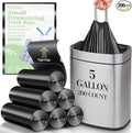 200 Count Small Trash Bags for 5-Gallon Trash Cans, Thick Pre-separated Garbage Bags,Mini Wastebasket can Liners for Bathroom Bedroom Office(Black)