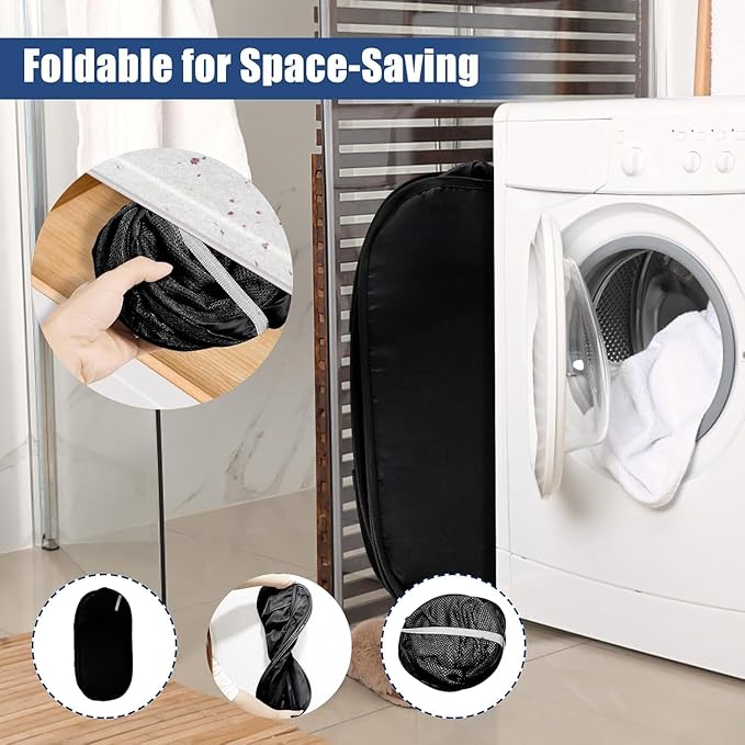 Collapsible Laundry Baskets, Upgrade Pop Up Laundry Hamper with Convenient Bags, Foldable Laundry Basket Mesh Light Weight, Easy to Carry Clothes Hampers for Laundry, Dorm, Toys, Travel 4 Pack