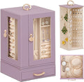 Jewelry Box large for Dresser: Women Necklace Ring Storage Organizer with Compartments - Elegant Earring Holder Display (Grey Purple)