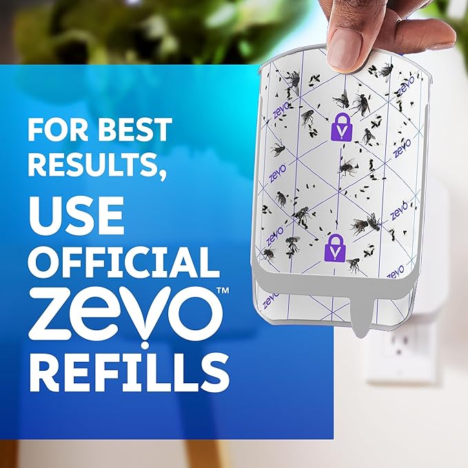 Zevo Flying Insect Trap Official Refill Cartridges - Fits Both Zevo Trap & MAX Indoor Fly Trap - Authentic Trap+Lock Technology to Catch Gnats, House & Fruit Flys (4 Official Refill Cartridges)