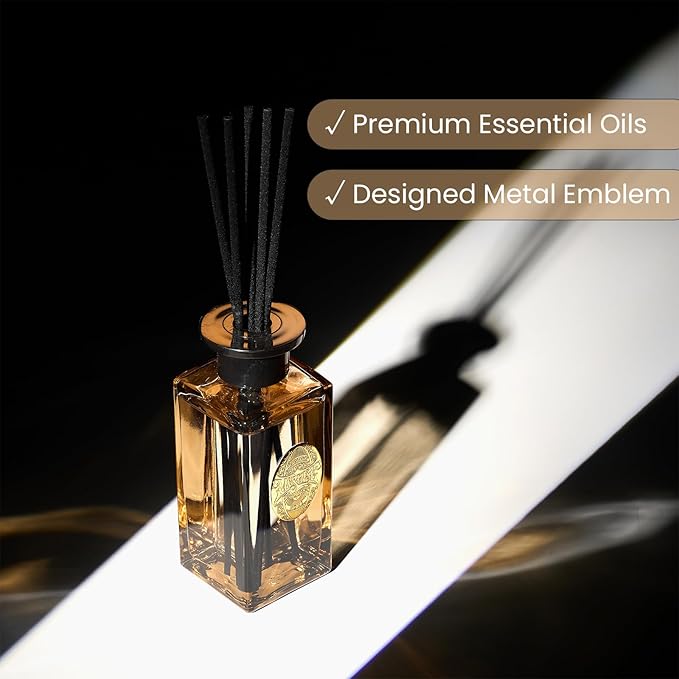 M&SENSE 6.3 oz Large Reed Diffuser Set | Cashmere Cloud Scent Oil Diffuser with Sticks | Hotel Collection Non-Toxic Essential Oil |for Bedroom Bathroom Living Room