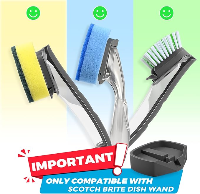 Dish Wand Holder Compatible with Scotch-Brite Dishwand, Silicone Dish Brush Holder, Auto-Drain Organizer for Kitchen Sink