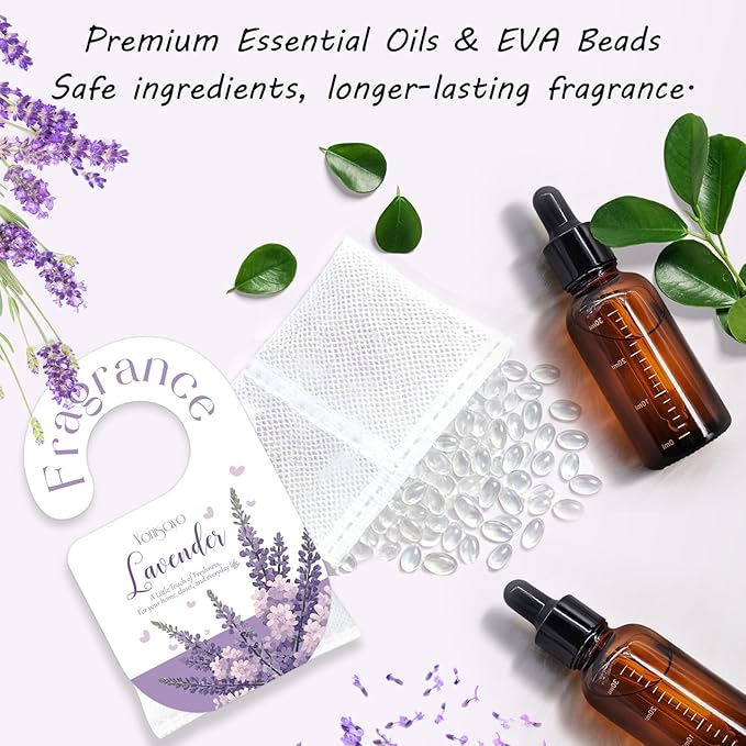 14 PCS Lavender Sachets Bags for Drawers and Closets, Long Lasting Scented Sachets Air Fresheners, Natural Odor Eliminator, Home Fragrance for Wardrobe, Shoe Cabinet, Car & Bathroom Potpourri Bag