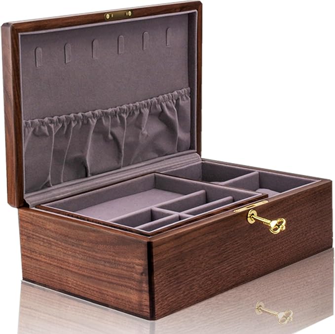 Exquisite Black Walnut Wood Jewelry Box & Organizers&holder: – Noble and Elegant Storage Solution,for Women Girls Valentines Birthdays Wedding Gift