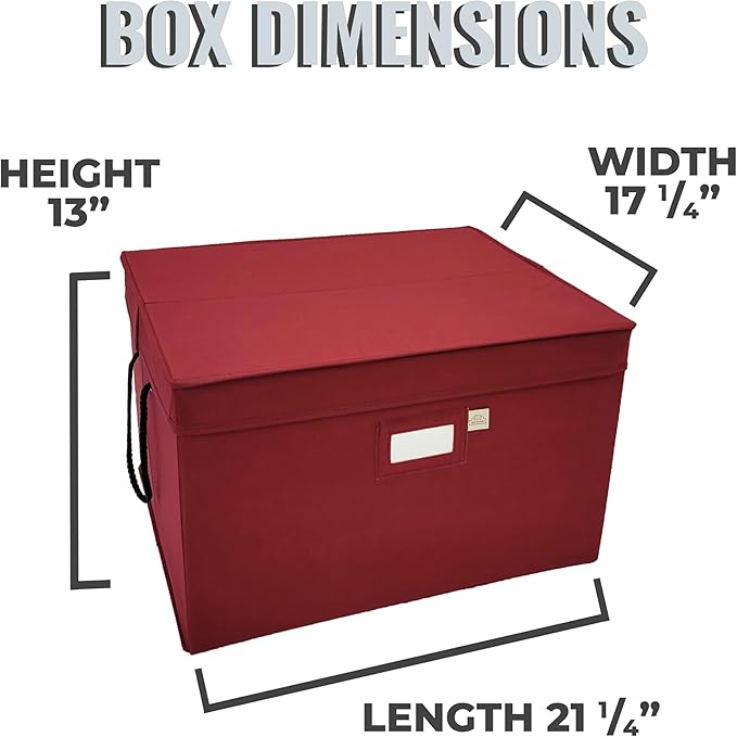 612 Vermont Christmas Ornament Storage Box with 3 Trays, Adjustable Acid-Free Dividers, Holds 60-4 Inch Ornaments