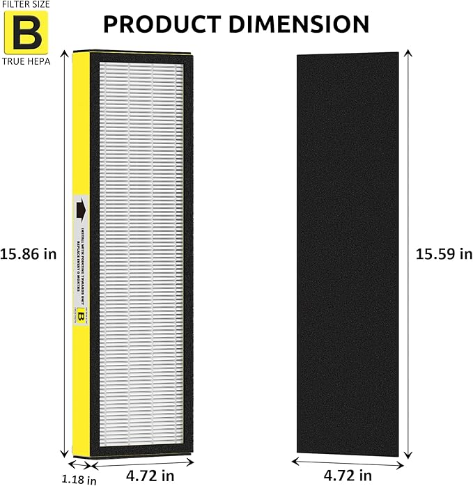 Hfunmo Filter B, FLT4825 Filter Replacement for Guardian AC4825 AC4825E AC4300 AC4800 Air Purifier – 6 True HEPA Filters & 6 Pre-Filters (6-Pack)