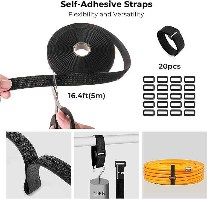 AORUICN 98 Pcs Cable Management Kit, Prevents Cables from Tangling Cable Straps, Cord Management, Wire Organizer for Computer/PC/Desk/Under Desk/Home/Office/Gaming Room