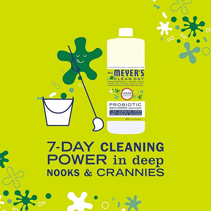 Mrs. MEYER'S CLEAN DAY Probiotic Multi-Surface Concentrate Cleaner, Lemon Verbena, Cleans Crevices And Tough Stains, 32 Fl Oz