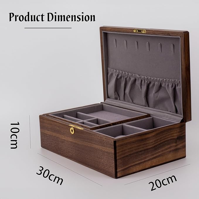 Exquisite Black Walnut Wood Jewelry Box & Organizers&holder: – Noble and Elegant Storage Solution,for Women Girls Valentines Birthdays Wedding Gift