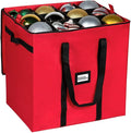 Christmas Extra Large Ornament Storage Container - Box Stores Up to 48 – 6” Ornaments – With 4 Individual Trays -Heavy Duty 600D Tear Resistant Material, Zippered, Adjustable Dividers.