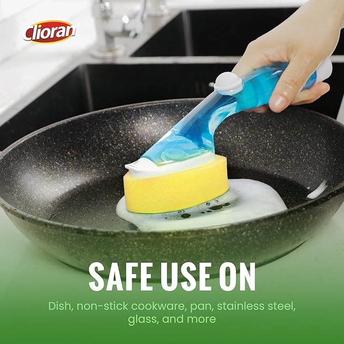 Clioran Leak Proof Dishwand Refills with Scrub Dots,Non Scratch Sponge Heads for Dish Wand,20% Thicker Heavy-Duty Scrubber Replacement,Fits Most Handles,Works with All Dish Soaps,Ideal for Kitchen