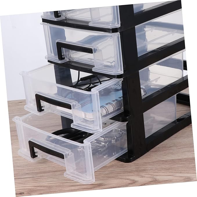 Desktop Storage Bins Dresser Set Clear Container Plastic Organizer Drawers Desktop Drawer Case Plastic Storage Bins with Drawers Storage Rack Locker Storage Box Paper