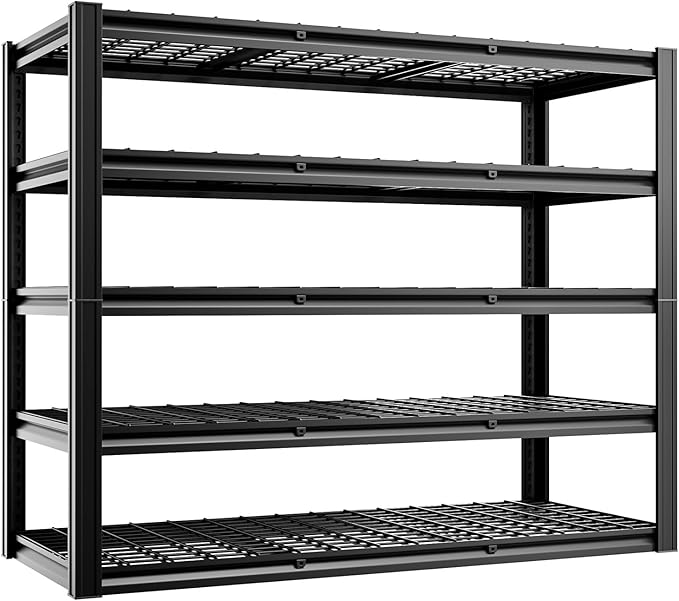 cynnda 5-Tier 60”W x 24”D x 72”H Garage Shelving Storage Shelves 3000LBS Heavy Duty Metal Shelf Adjustable Rack Units Suitable for Garage Basement Warehouse Utility Shelves (Black)