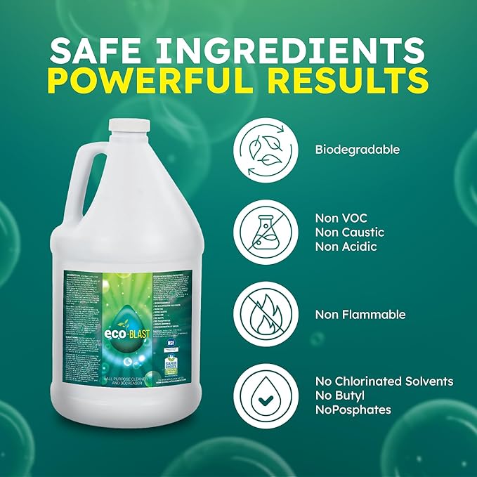 ECO-BLAST All-Purpose Cleaner & Degreaser – Heavy-Duty Grease & Stain Remover for Home, Kitchen, Garage & Industrial Use, Surface-Friendly Cuts Through Tough Dirt – 1 Gallon