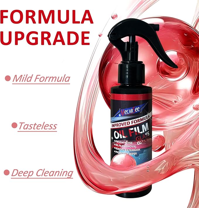 Mecarsee Car Windshield Oil Film Remover Spray - Helps Prevent Fogging & Rain-Repellent Glass Cleaner - Removes Grease, Water Spots & Road Grime - Interior & Exterior Use