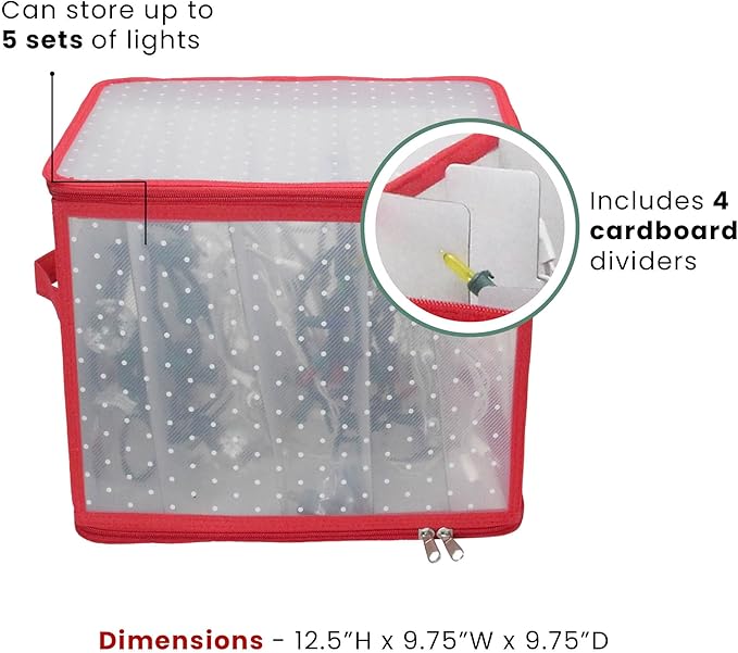 12.5" Transparent Zip Up Christmas Light Storage Box