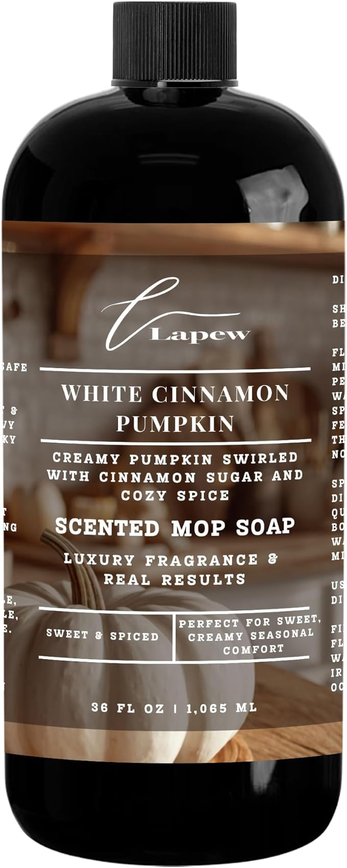 Lapew White Cinnamon Pumpkin Scented Mop Soap Concentrate 36 oz | Premium Fragranced Floor Cleaner | Streak-Free | Hard Floor Cleaning Solution | Eco Friendly | Made in USA (White Pumpkin)