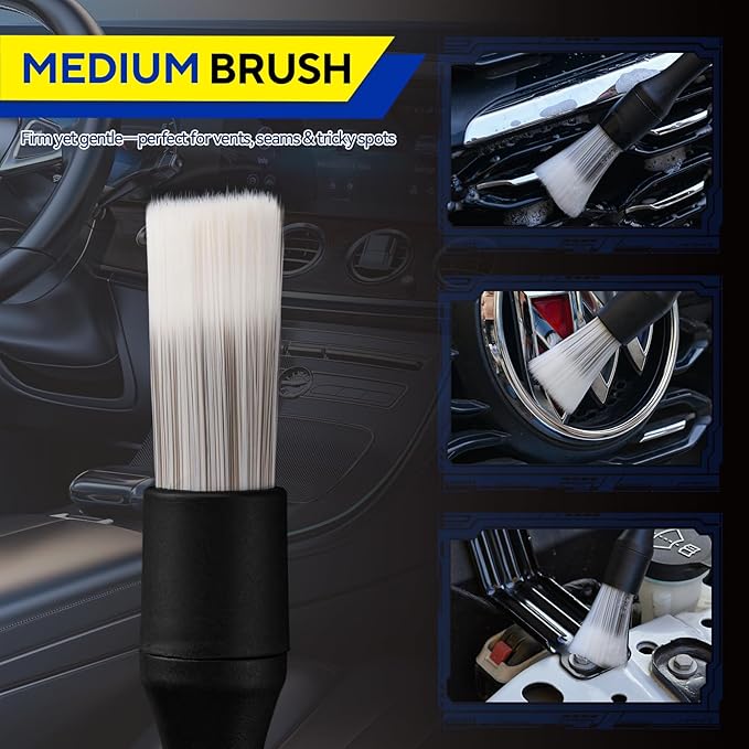 4PCS Car Detailing Brush Kit - Ultra Soft Boars Hair Car Interior Detailing Brushes, Includes 4 Different Brushes, Multi-use for Cleaning Interior or Exterior - Perfect Car Accessory Gift