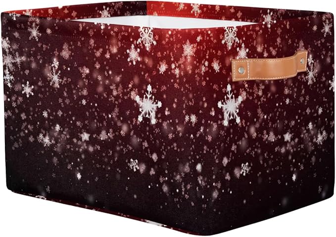 Cube Storage Baskets,Christmas Snowflakes Basket Gifts Empty,Foldable Storage Box Bin,Waterproof Open Shelves Basket Clothing Organizer Toy Bins for Bedroom Home Decor