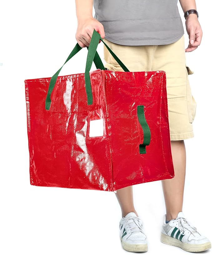 Shappy 6 Pcs Heavy Duty Christmas Storage Bags Extra Large Ornaments Container Moving Bags Xmas Decoration Organizer Storage Bag(Red,65 x 30", 24 x 16", 12 x 12")