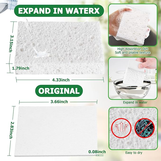 Vilphel 12 Pack Dishwashing Sponges Natural Cellulose Sponges Plant Based Resilient and Reusable Soft Dish Sponges for Washing Dishes DIY Craft Sponge for Fun