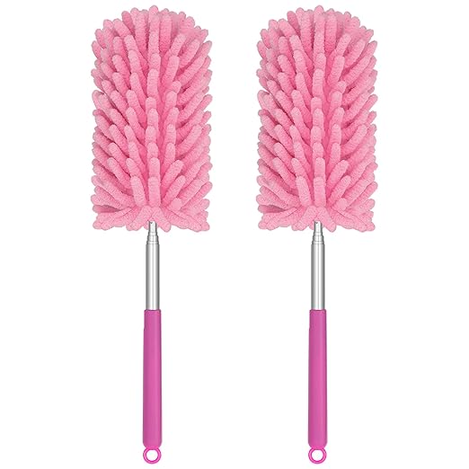 TIMIVO Mini Duster for Cleaning, 360° Bendable Hand Dusters with Extension Pole, Washable Small Duster for Car Interior, Office, Furniture