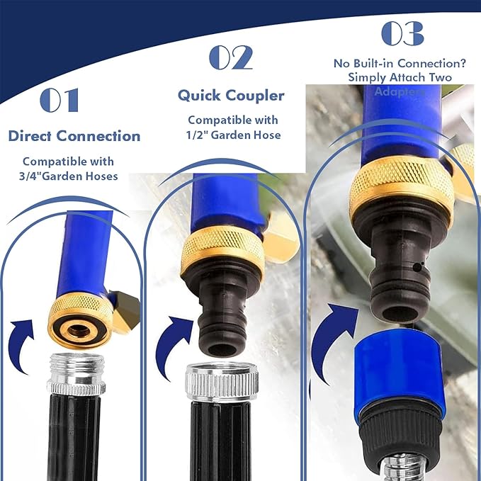 【Limited Stock! 】Garden Hose Nozzle, High Pressure hose sprayer nozzle, Power Washer Hose Attachment with 2 Different Nozzles and Hose Quick Connectors For Patio Car Pet Washing