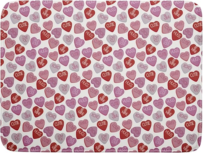 Valentine’s Day Dish Drying Mat for Kitchen Counter 24x18 Inch Pink Love Drying Mat with Absorbent Reversible Microfiber Holiday Dish Drainer Mats Rack Pad for Coffee Countertop Protector