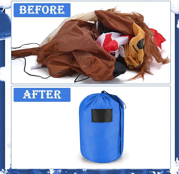 3 Pcs 21 x 12 Inch Christmas Inflatable Decorations Storage Bag with Drawstring Waterproof Christmas Storage Containers for Holiday Xmas Ornaments Accessories Gift Organizer (Blue)