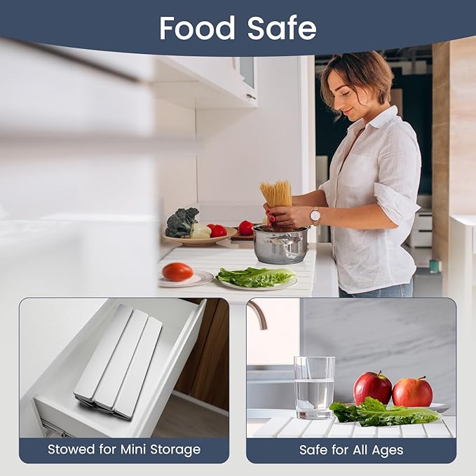 Meowoo Stone Drying Mat for Kitchen Counter, 23.6"x15.3" Foldable Diatomaceous Earth Mat, Super Absorbent, Quick-Dry Bath & Kitchen Pad for Dishes, Cups, Bottles, Non-Slip, Fits Any Countertop - White