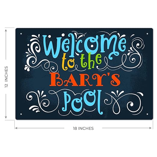 Custom Pool Sign, Welcome to The Pool Fun Colors for Pool Décor Sign, 12x18 Inches, Rust Free .063 Aluminum, Fade Resistant, Made in USA by Sigo Signs