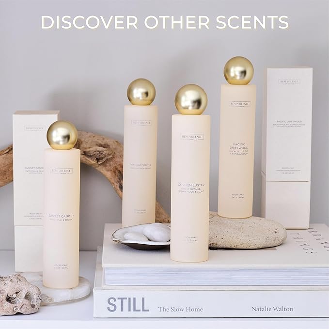 Patchouli & Ebony Room Spray | Benevolence LA Sunset Canopy | 3.4oz | Home, Pillow & Linen Fragrance Spray | Low VOC, No Alcohol | Malibu Sands Collection
