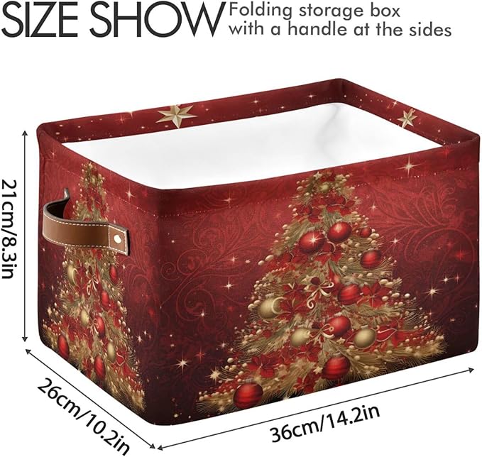 ALAZA Merry Christmas Snowman Red Star Foldable Storage Box Storage Basket Organizer Bins with Handles for Shelf Closet Living Room Bedroom Home Office 1 Pack