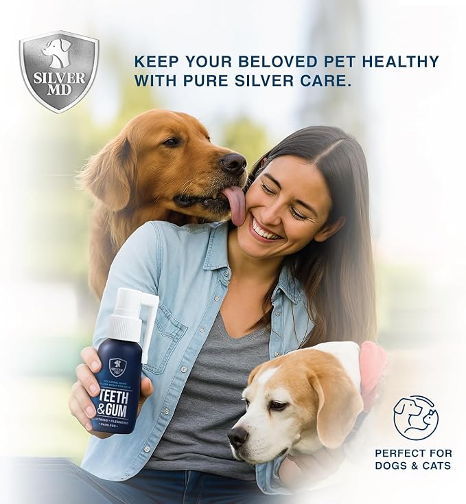 Pet Dental Care Spray for Dogs & Cats, 8 Oz, Breath Freshener & Oral Hygiene Solution with Nano Silver, Plaque & Tartar Buildup Support, Teeth Cleaning Gum Spray, Gentle Formula, No Brushing