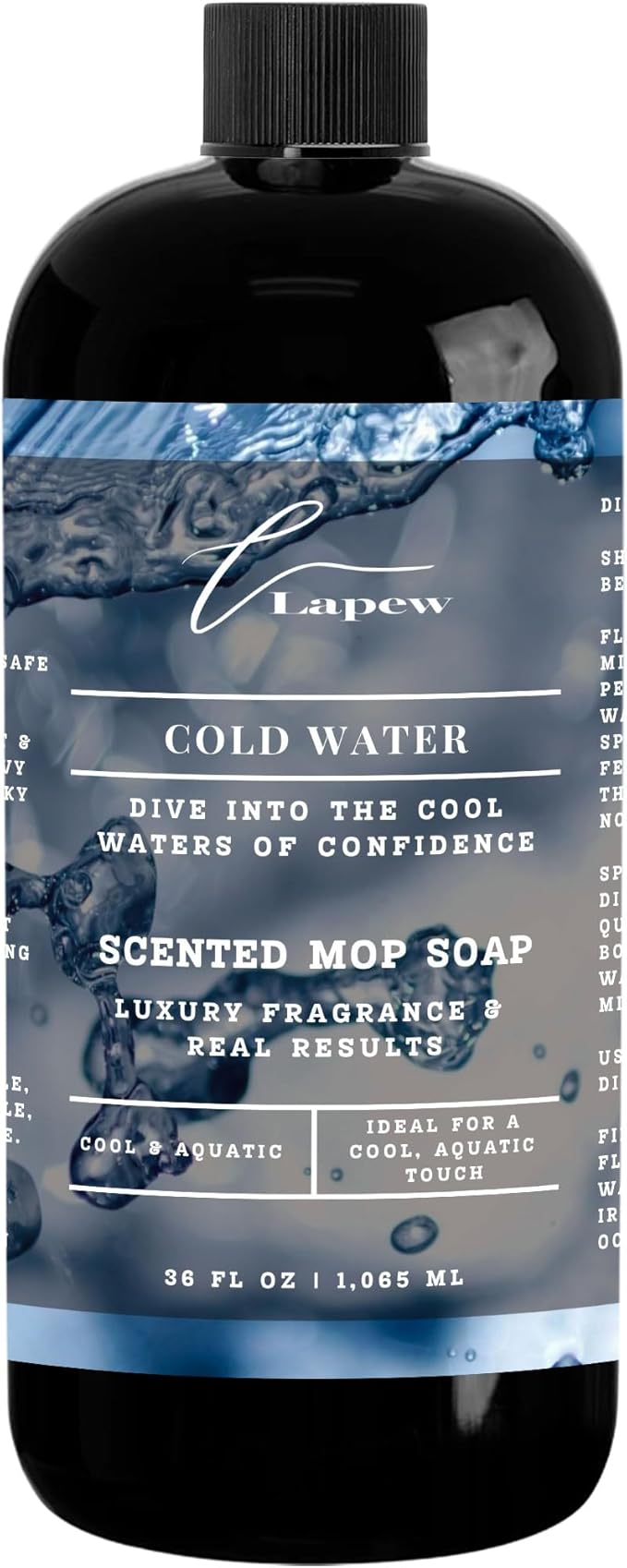 Lapew Cold Water Scented Mop Soap Concentrate 36 oz | Premium Fragranced Floor Cleaner | Streak-Free | Hard Floor Cleaning Solution | Eco Friendly | Made in USA (Cool Water)