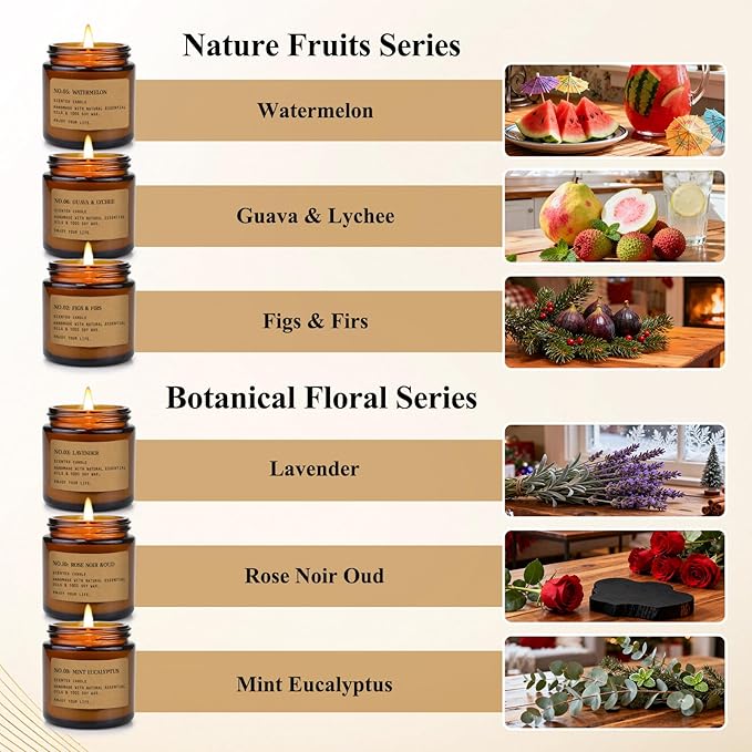 12 Pack Aromatherapy Candles for Home Scented, Aromatherapy Jar Candle Gifts for Women, Natural Soy Wax Amber Candle Set, Scented Candles Set for Birthday Valentine Birthday Day Present