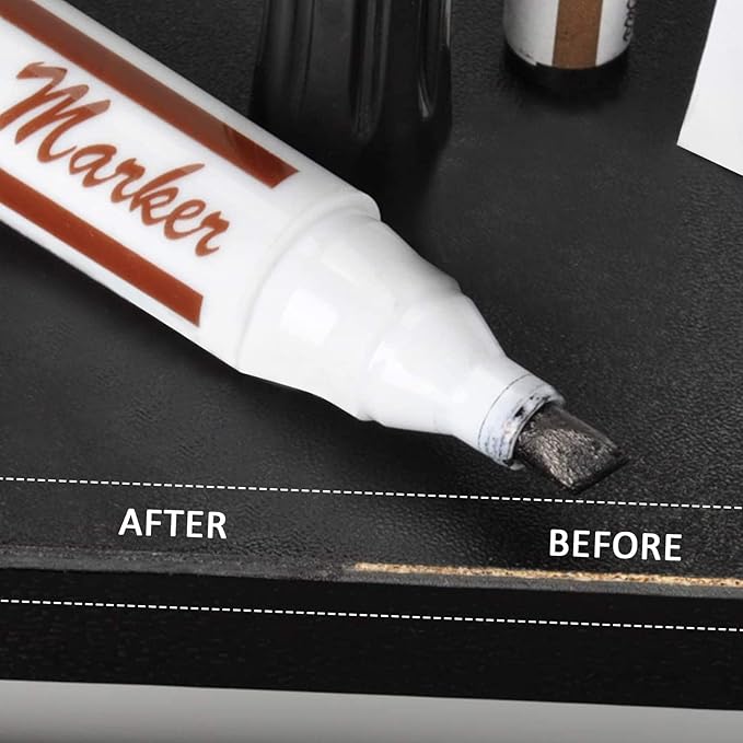 Wood Repair Markers- Furniture Touch Up Markers Kit, 6Pcs Wood Scratch Cover Markers and 6Pcs Wax Filler Sticks for Wooden Floors, Tables, Desks, Carpenters- Set of 13