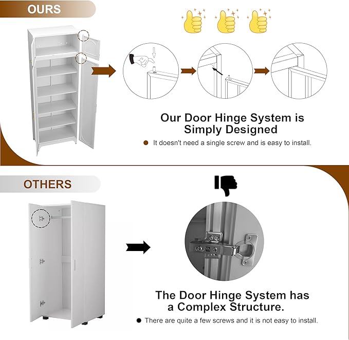 90" Metal Kitchen Pantry Cabinet, 75" Pantry Cabinets with 15" Small Cabinets, Freestanding Kitchen Storage Cabinet for Dining Room, Living Room, Alacena para Cocina, Assembly Required, White