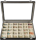 Stratalife Earring Organizer Jewelry Holder Organizer Drawer Earring Storage Jewelry Tray with Clear Lid Ring Box for Women Girls Anti Tarnish 30 Grid (Beige Black)