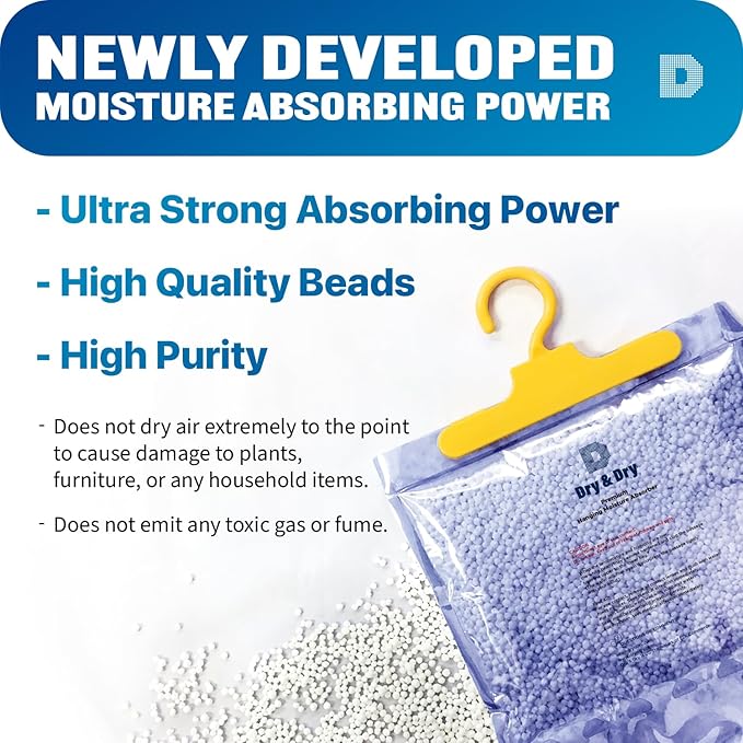 Dry & Dry 44 Pack[14 OZ] Premium Moisture Absorbers Dehumidifiers for Home Dehumidifier for Basement Dehumdifiers for Bedroom Small Dehumidifiers - Dehumidifiers Moisture Absorber