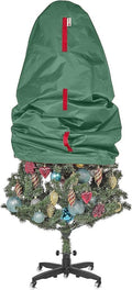Upright Christmas Tree Storage Bag - Fits 5 Ft Artificial Xmas & Topiary Tree, Vertical Holiday Cover, Durable, Dustproof & Easy-Use Xmas Storage, Green