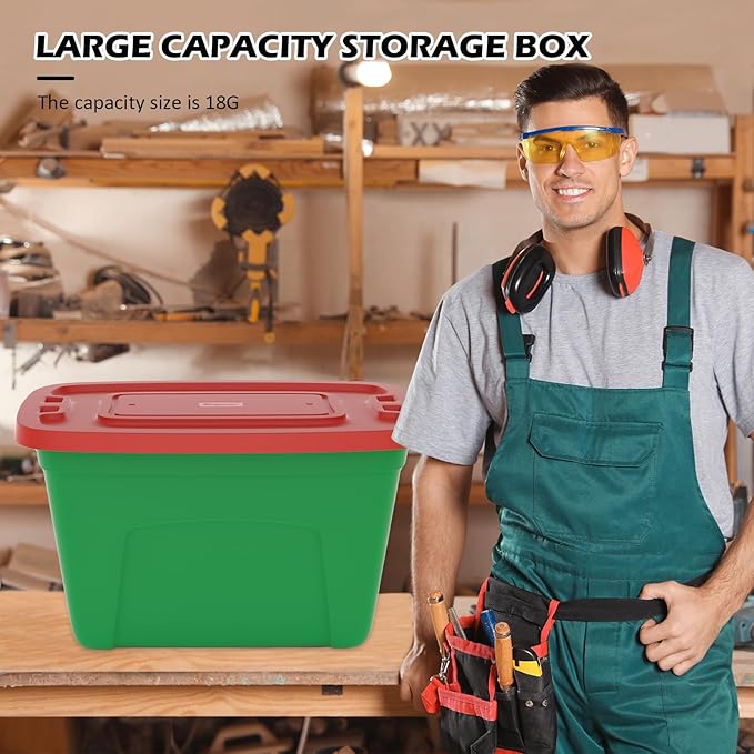 Storage Bins with Lids - Made in USA 18-Gallon (72-Quart) 2-Pack Storage Totes with Lids, Plastic Stackable Containers Large Storage Boxes for for Home and Office Organization Green/Black