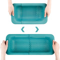 Collapsible Colander Kitchen Extendable Strainer Fruits Vegetables Noodle Pasta Food Drain Basket Space-Saver Portable Drainer Over Sink (Green)