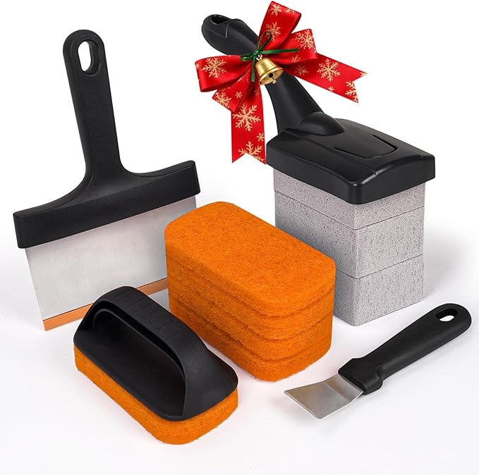 SHINESTAR Griddle Cleaning Kit for Blackstone, 12-Piece Flat Top Grill Cleaning Kit, Equipped with Scouring Pads, Cleaning Brick and Scraper, Deep Cleaning & Stain Removal