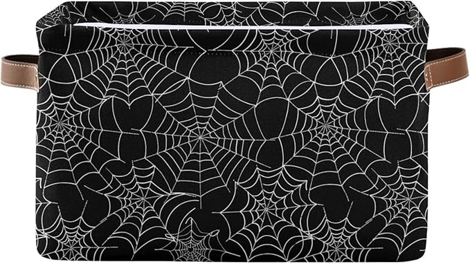 ALAZA Spider Web Black Halloween Foldable Storage Box Storage Basket Organizer Bins with Handles for Shelf Closet Living Room Bedroom Home Office 1 Pack