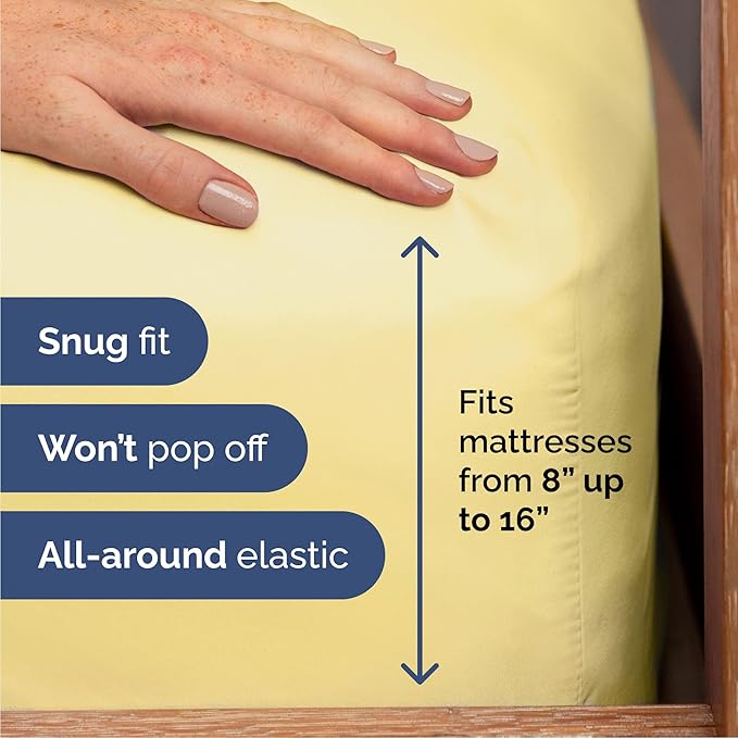 Cal King Sheet Set 6 Piece - Bed Sheets California King Size - Soft Hotel Luxury Bedding - Cooling, Comfy & Breathable - 1 Flat, 1 Fitted & 4 Pillowcases w/ Deep Pockets - Wrinkle & Fade Free - Yellow