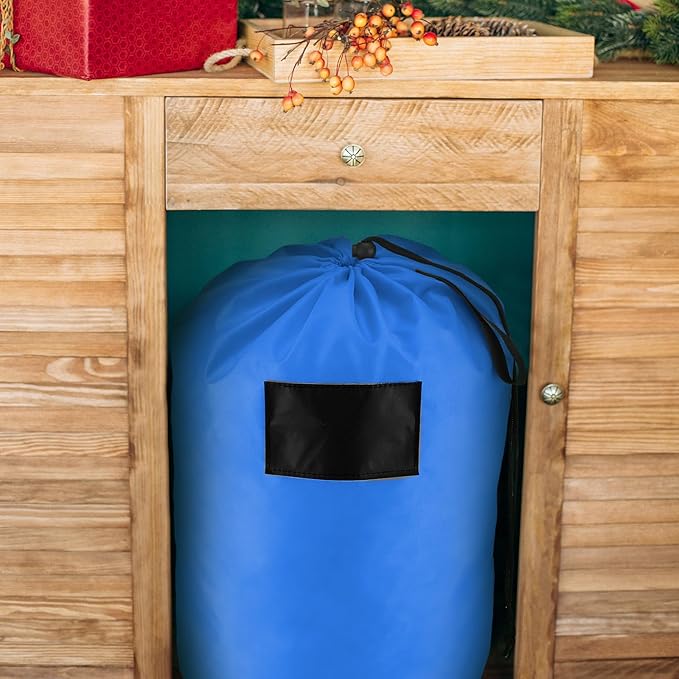3 Pcs 21 x 12 Inch Christmas Inflatable Decorations Storage Bag with Drawstring Waterproof Christmas Storage Containers for Holiday Xmas Ornaments Accessories Gift Organizer (Blue)