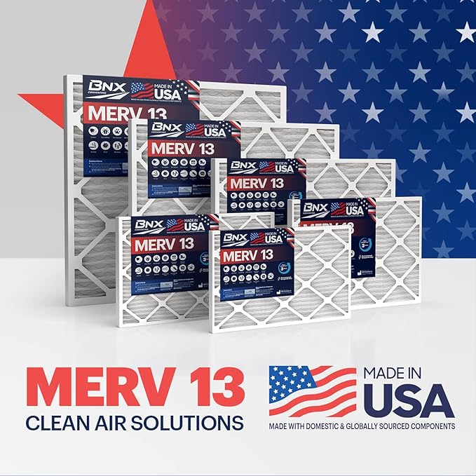 BNX TruFilter 20x23x1 Air Filter MERV 13 (6-Pack) - MADE IN USA - Electrostatic Pleated Air Conditioner HVAC AC Furnace Filters for Allergies, Pollen, Mold, Bacteria, Smoke, Allergen, MPR 1900 FPR 10